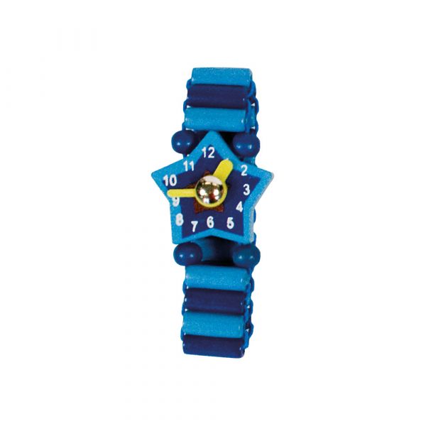 Dřev.hodinky modré 4 ks